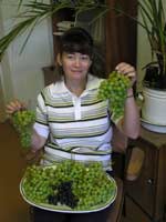 Галина Макарова с виноградом сорта Тукай, Русвен